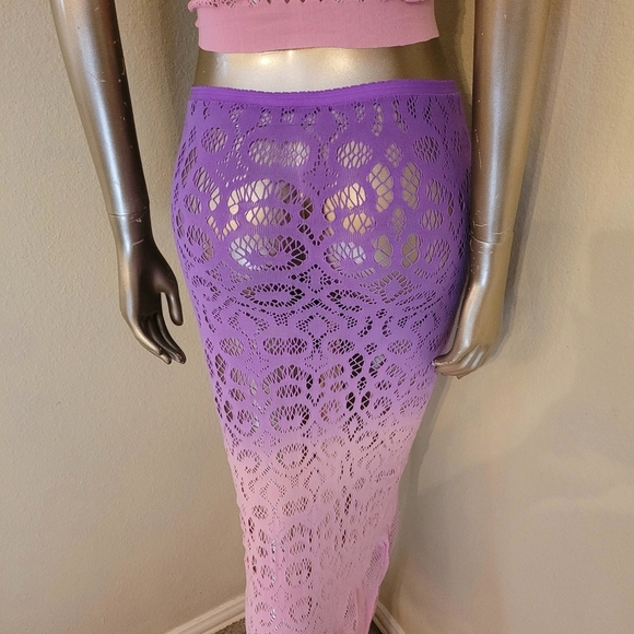 NWT Sexy Dancing In The Dessert Gradient Hollow Out Halter Sheer Skirt Set - Picture 14 of 15